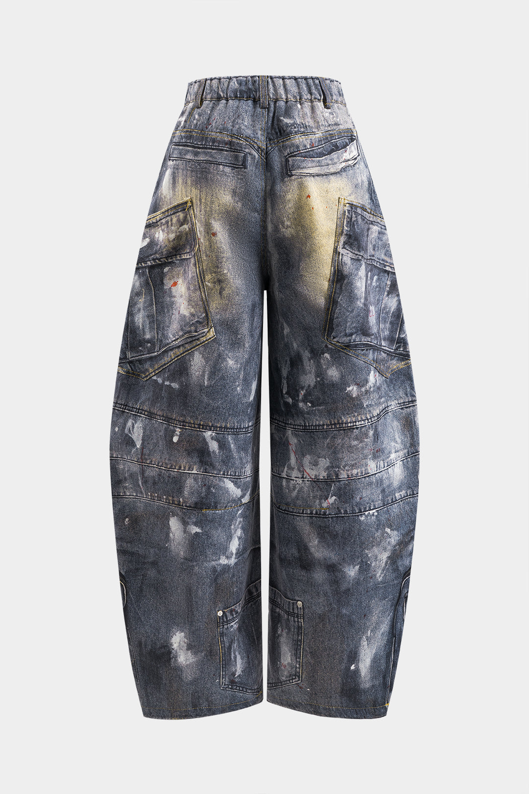 "Abstract Print Pocket Barrel Trousers"
