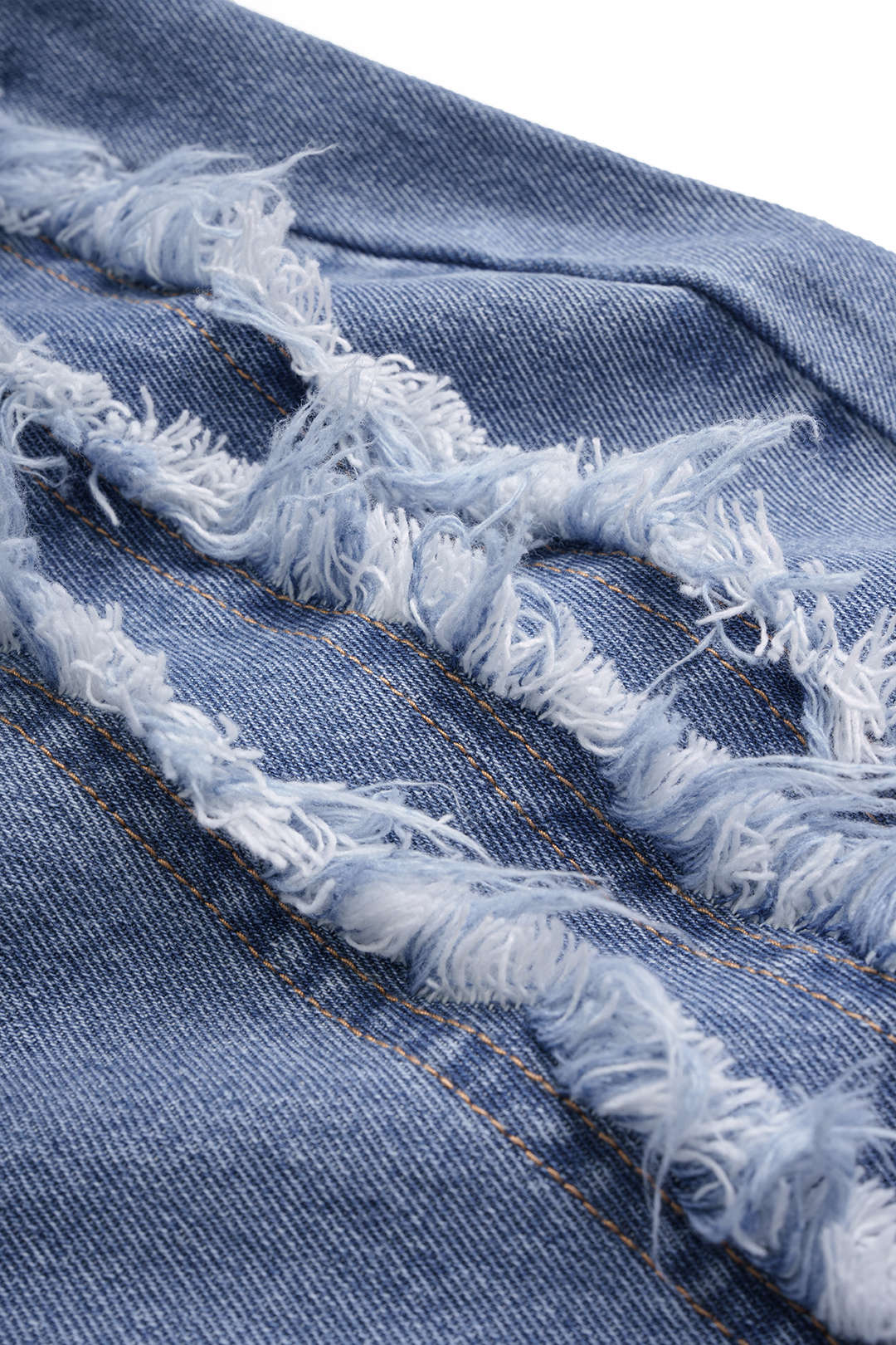 "Denim Frayed Wide Leg Jeans"