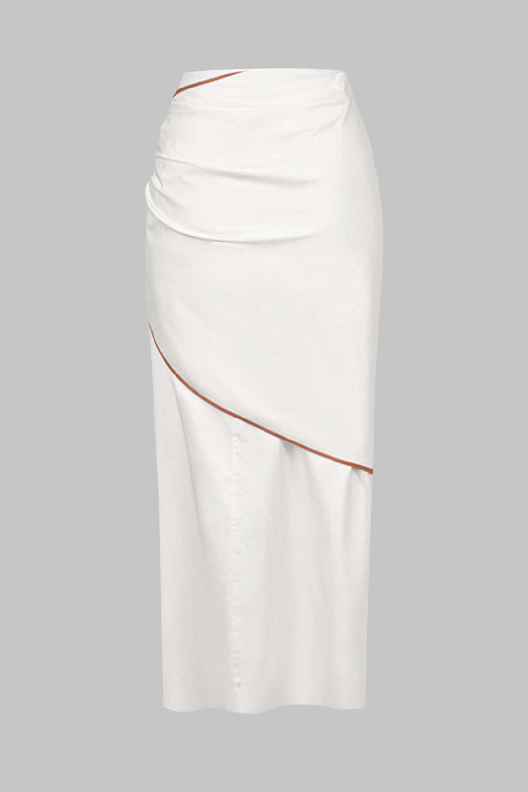 "Contrast BInding Ruched Knotted Skirt"
