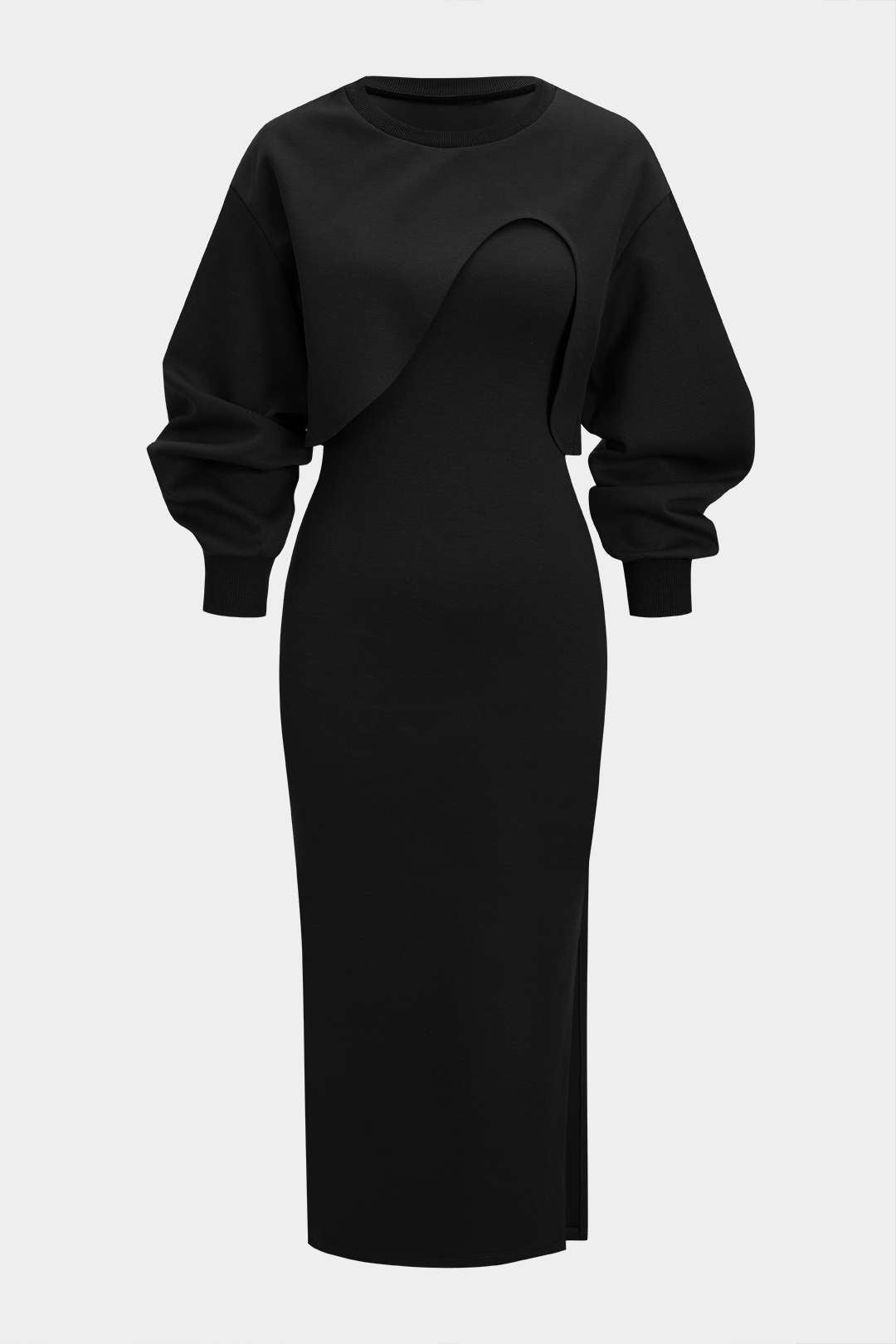 "Asymmetrical Long-Sleeve Top And Sleeveless Dress Set"