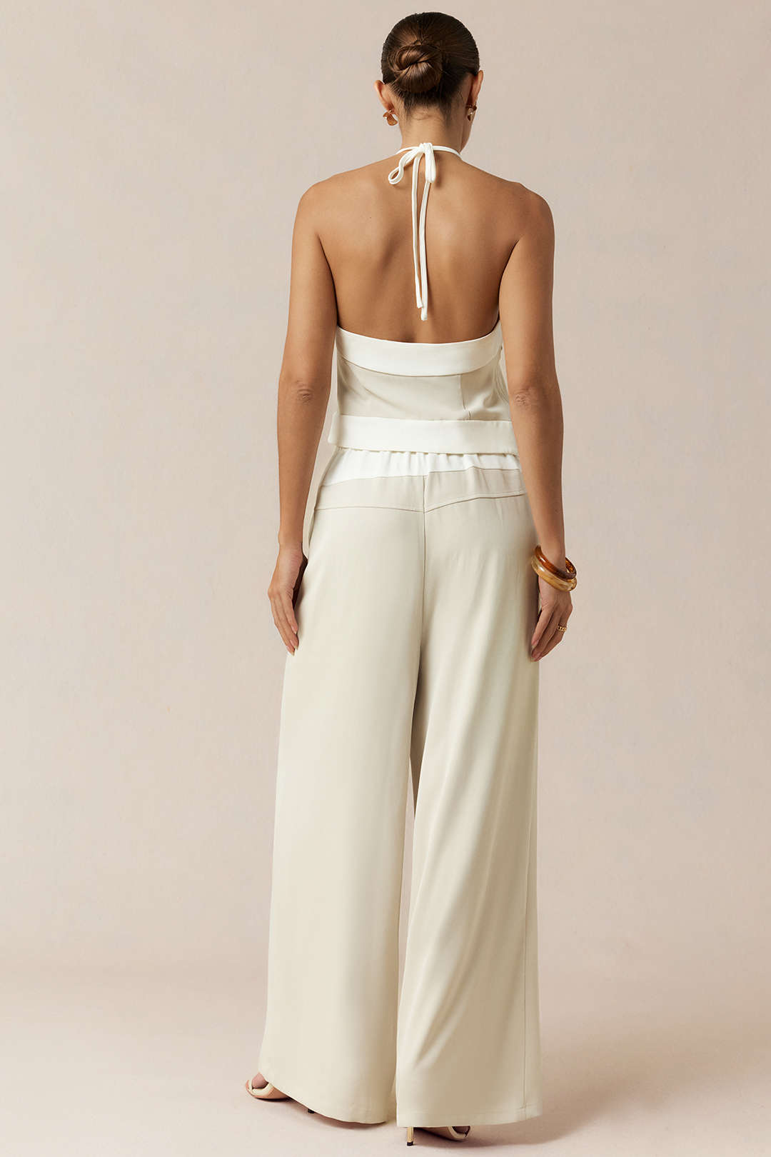 "Contrast Drawstring Wide Leg Pants"
