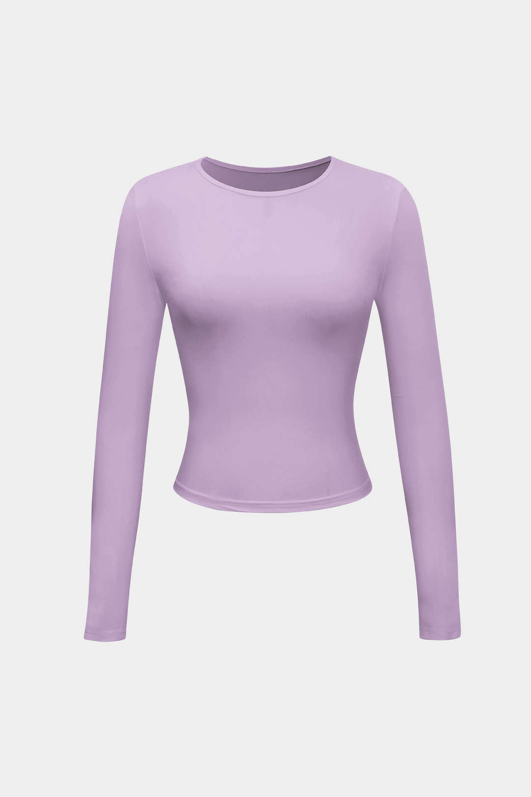 "Basic Solid Round Neck Long Sleeve Top"