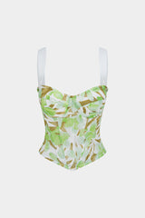 "Chiffon Patchwork Jacquard Corset Cami Top"