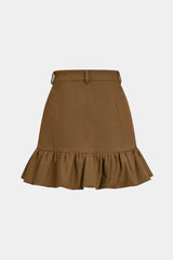 "Denim High Waist Ruched Hem Skirt"