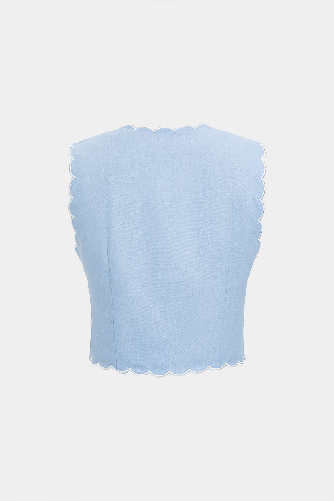 "Contrast Whipstitching Linen Button Tank Top"