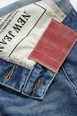 "Denim Asymmetrical Pocket Shorts"