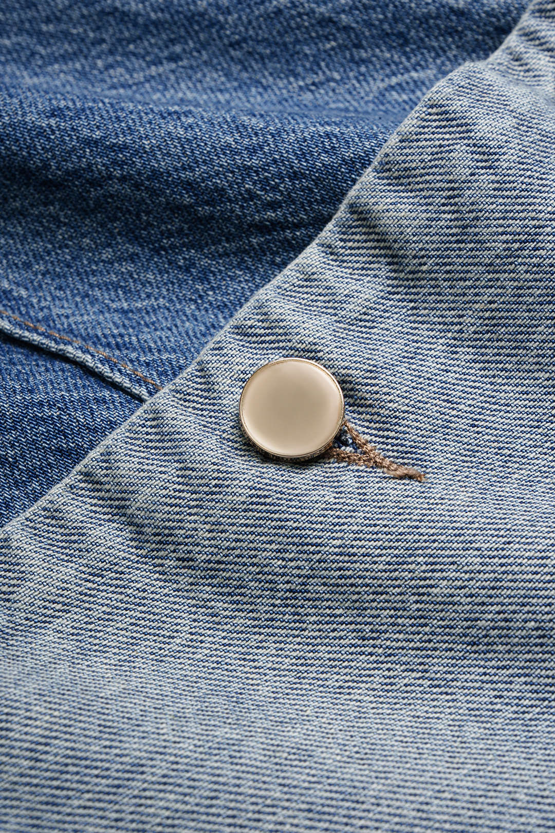 "Denim Button Straight Leg Jeans"