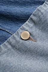 "Denim Button Straight Leg Jeans"