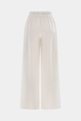 "Contrast Binding Drawstring Shirred Waistband Wide Leg Pants"