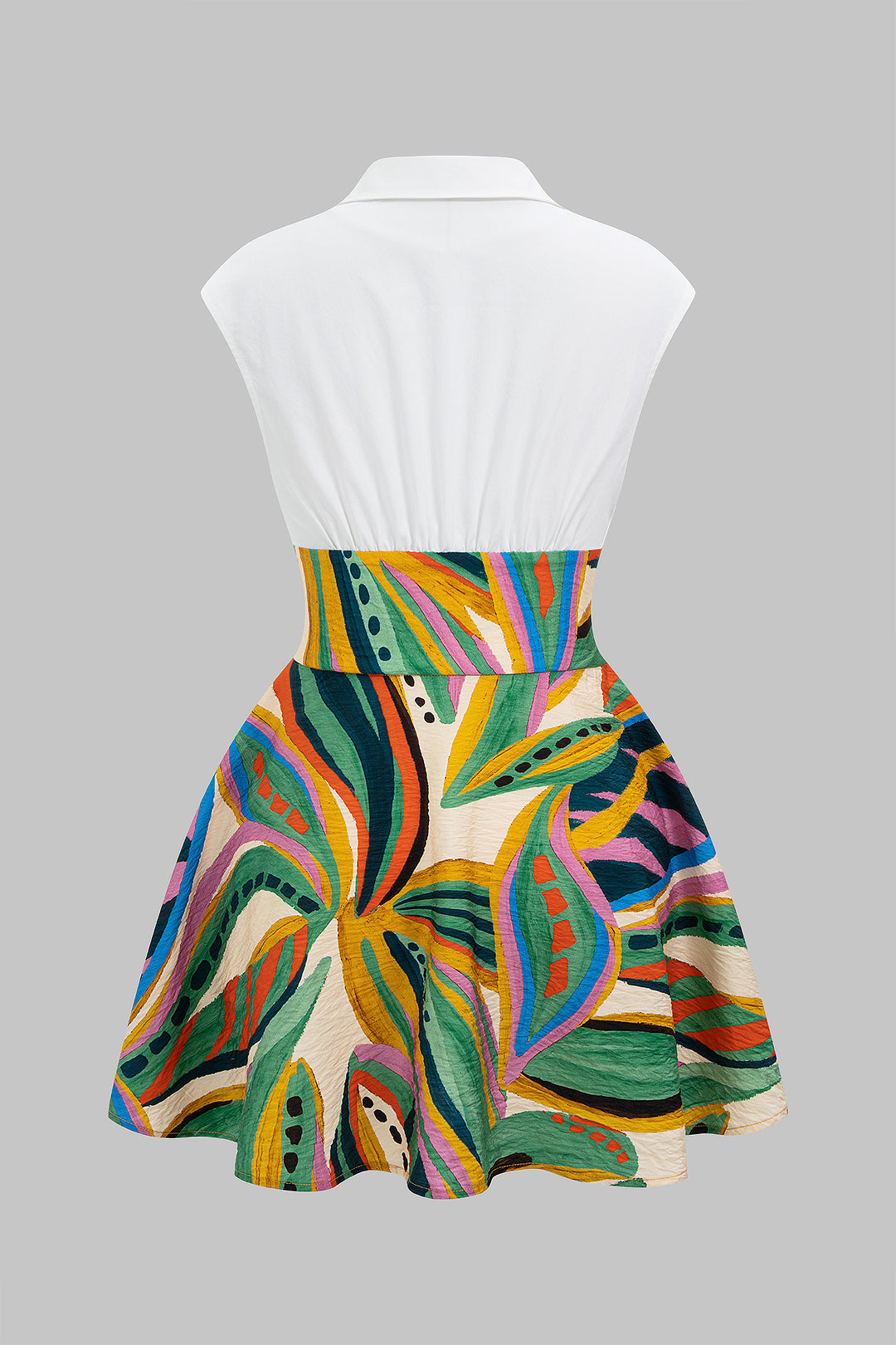 "Branches Print V-Neck Sleeveless Mini Dress"