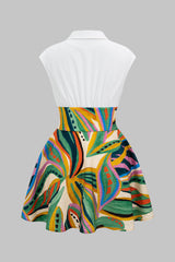 "Branches Print V-Neck Sleeveless Mini Dress"