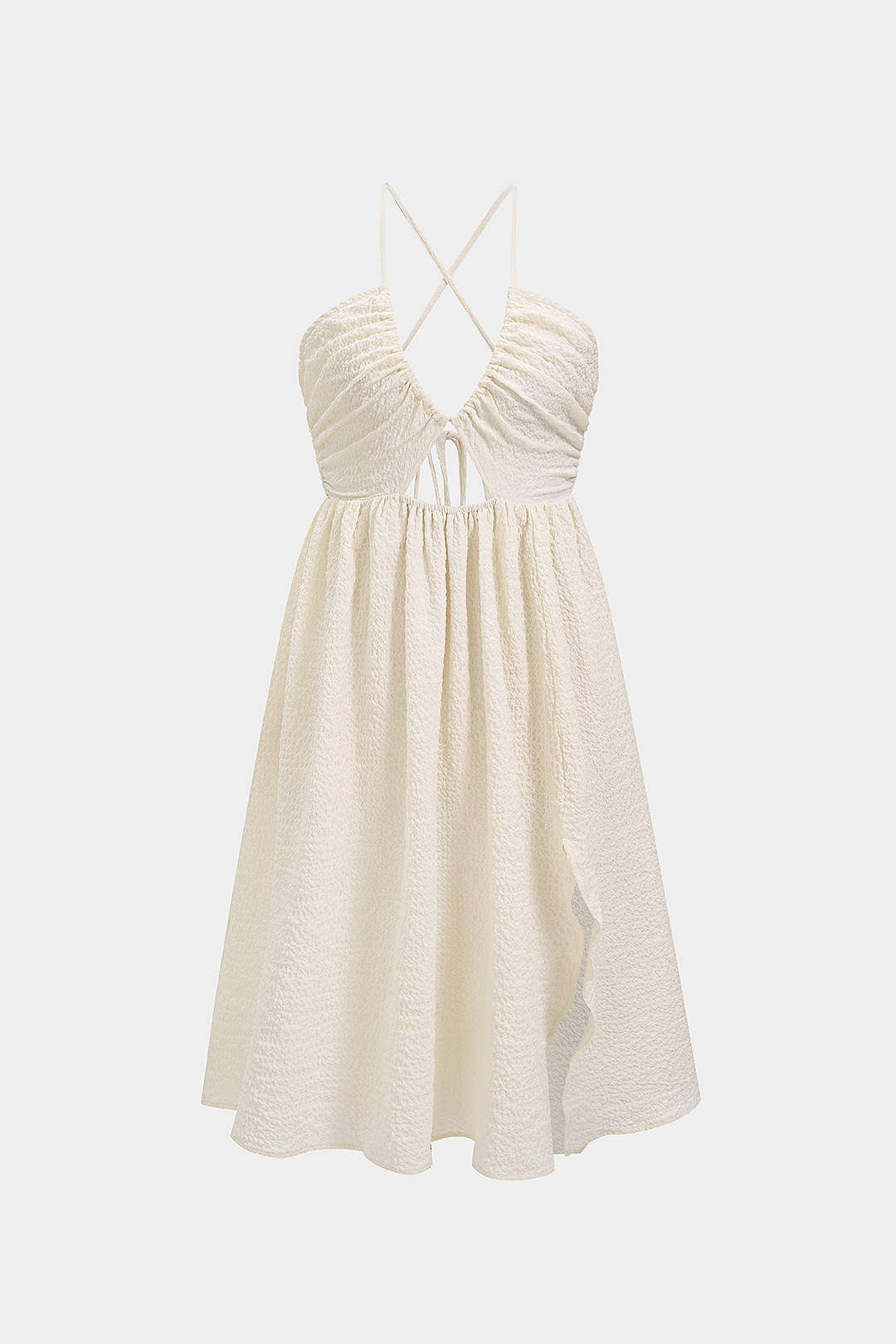 "Backless V-neck Slit Midi Dress"