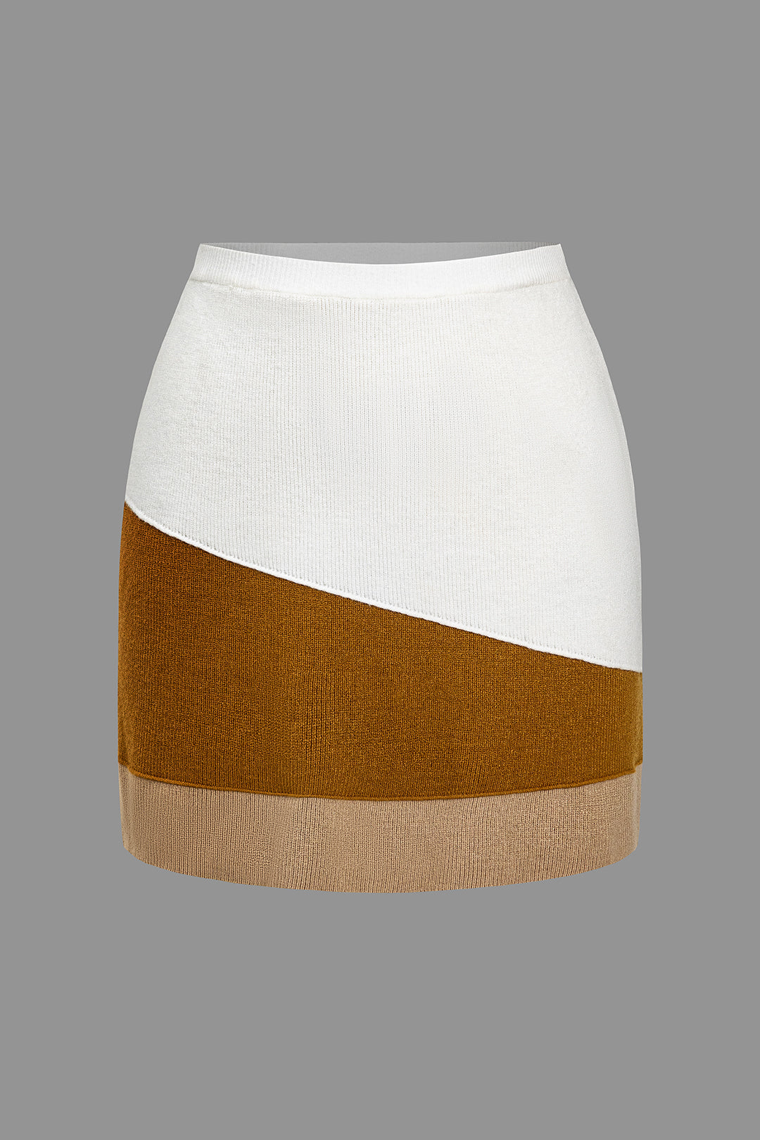 "Color Block Knit Mini Skirt"