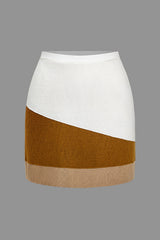 "Color Block Knit Mini Skirt"