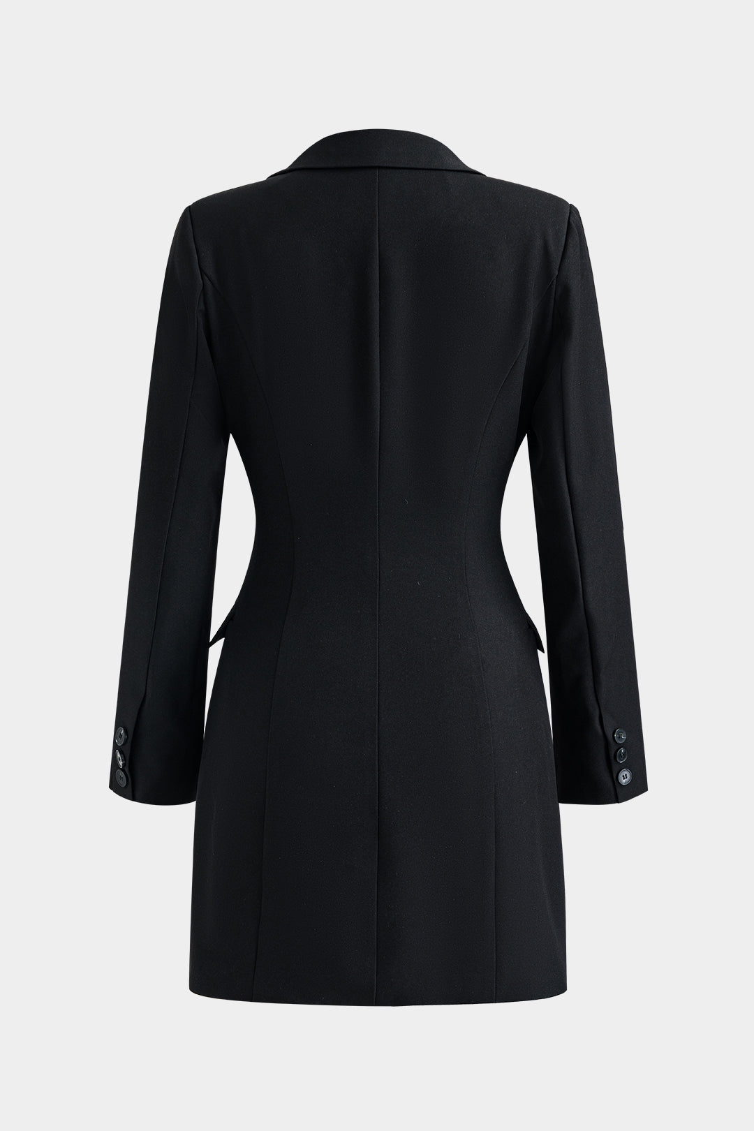 "Button V-Neck Pocket Long Sleeve Mini Dress"