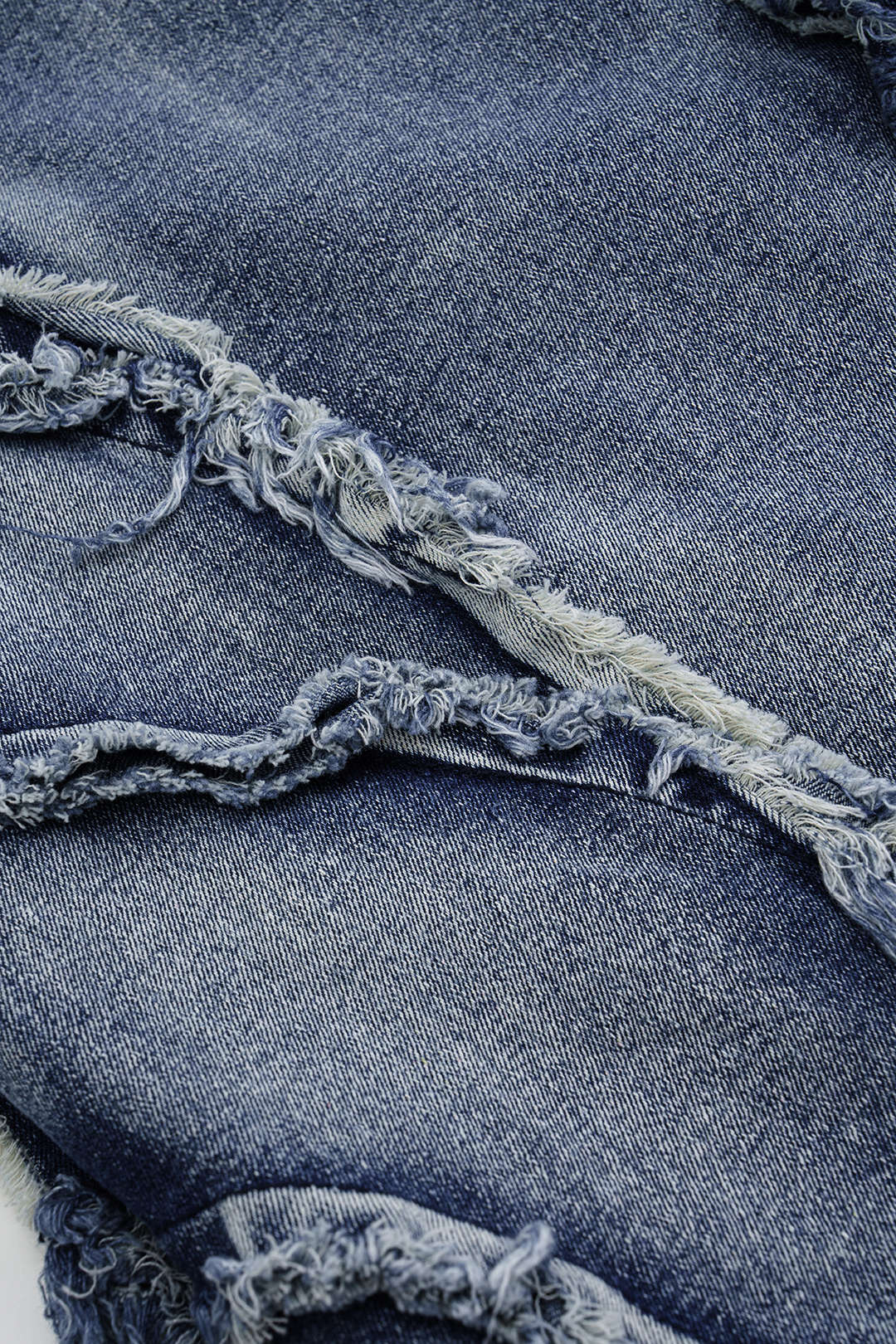 "Asymmetric Frayed Denim Mini Dress"