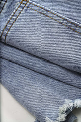 "Denim High Waist Beaded Shorts"