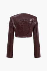 "Asymmetrical Faux Leather Skirt Set"