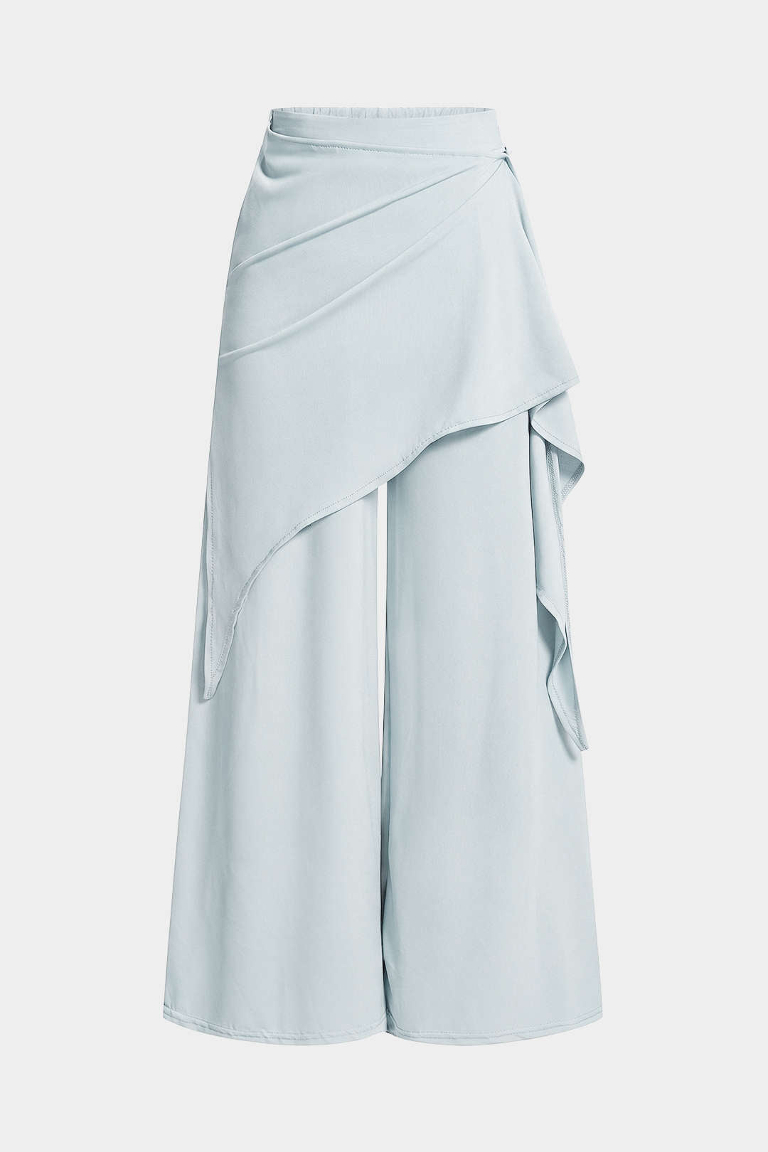 "Asymmetrical Ruched Tie-Up Wide Leg Pants"