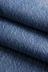 "Denim Button Straight Leg Jeans"