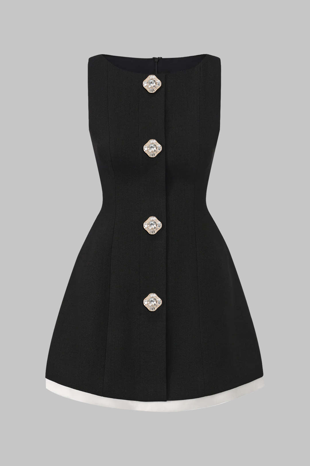 "Contrast Binding Button Detail Sleeveless Mini Dress"