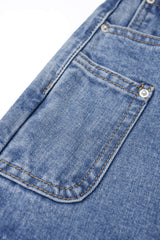 "Denim Asymmetrical Pocket Shorts"
