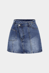 "Denim Asymmetrical High Waist Skirt"