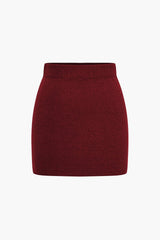 "Basic Solid Knit Mini Skirt"