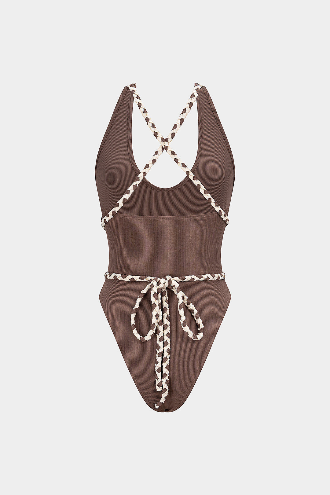 "Contrast Crossed Braided Tie-Back Sleeveless Bodysuit"
