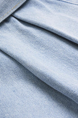 "Denim Belted High Waist Pleated Wide Leg Shorts"