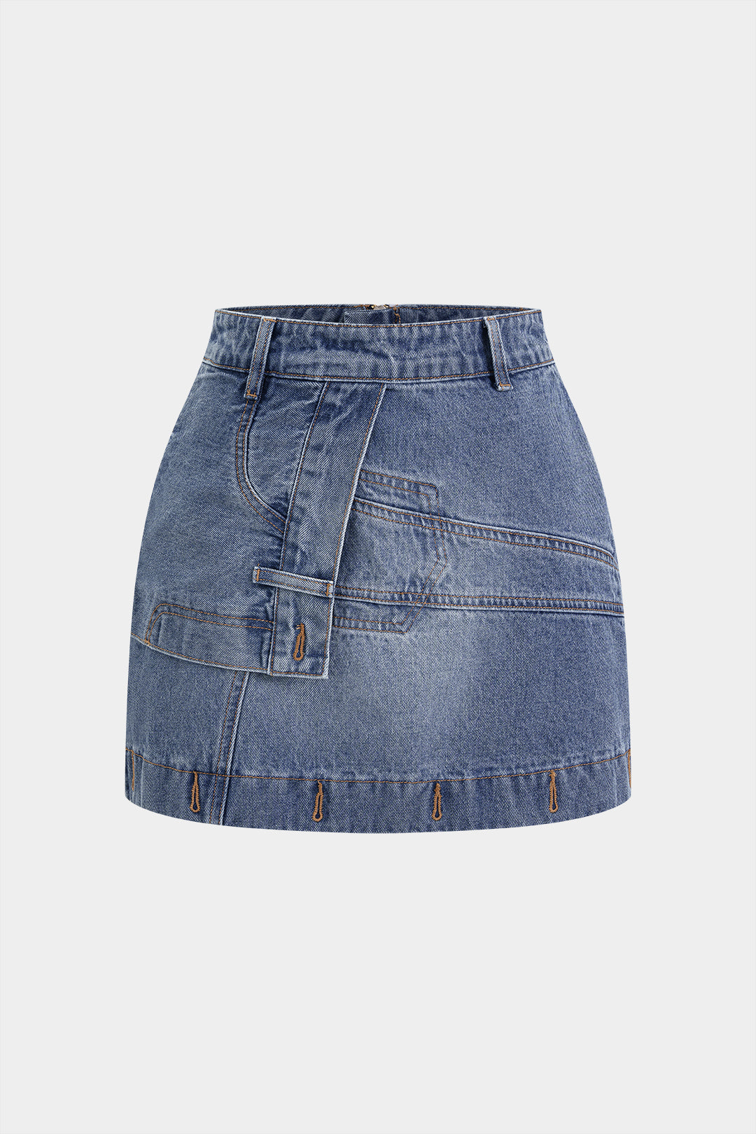 "Denim Asymmetrical Skirt"