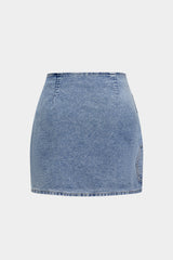 "Denim Asymmetrical Design Skirt"