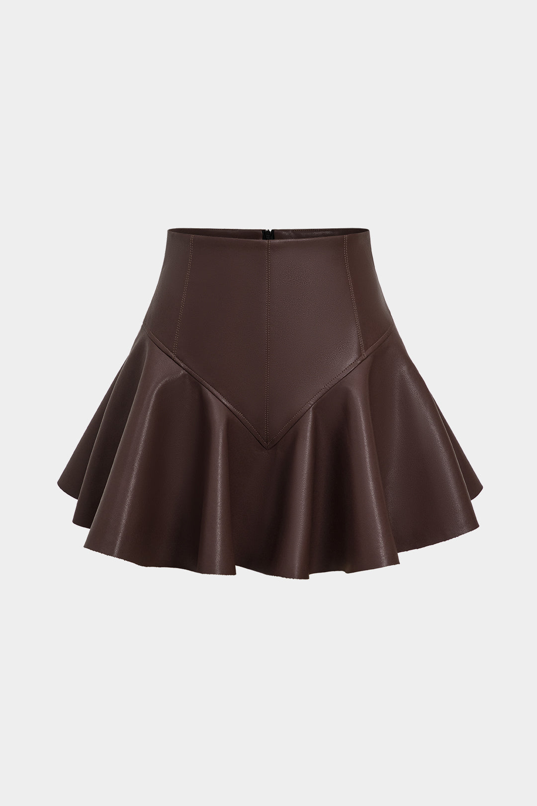 "Basic Faux Leather Ruched Mini Skirt"