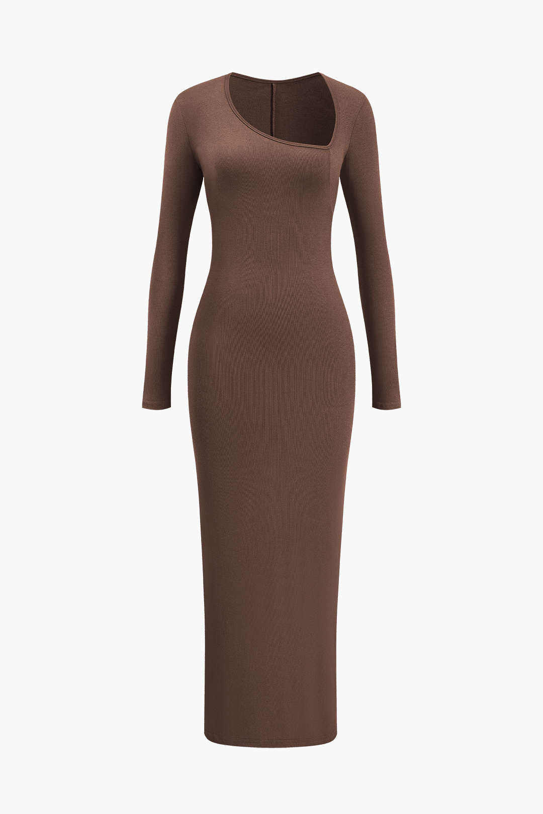 "Asymmetrical Neck Slit Maxi Dress"