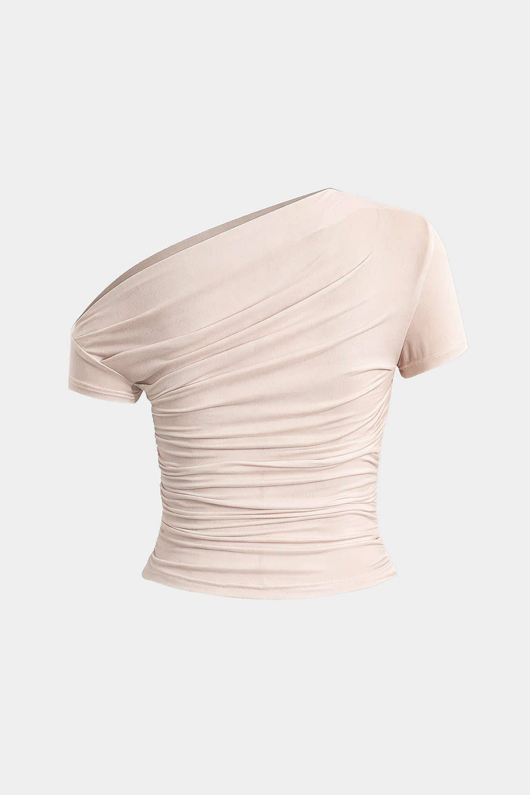 "Basic Asymmetrical Ruched T-shirt"