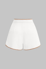 "Contrast Binding High Waist Shorts"