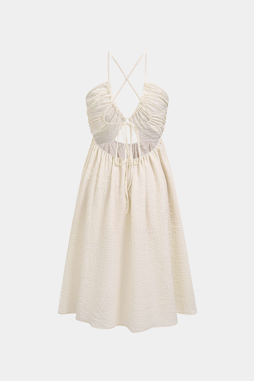 "Backless V-neck Slit Midi Dress"