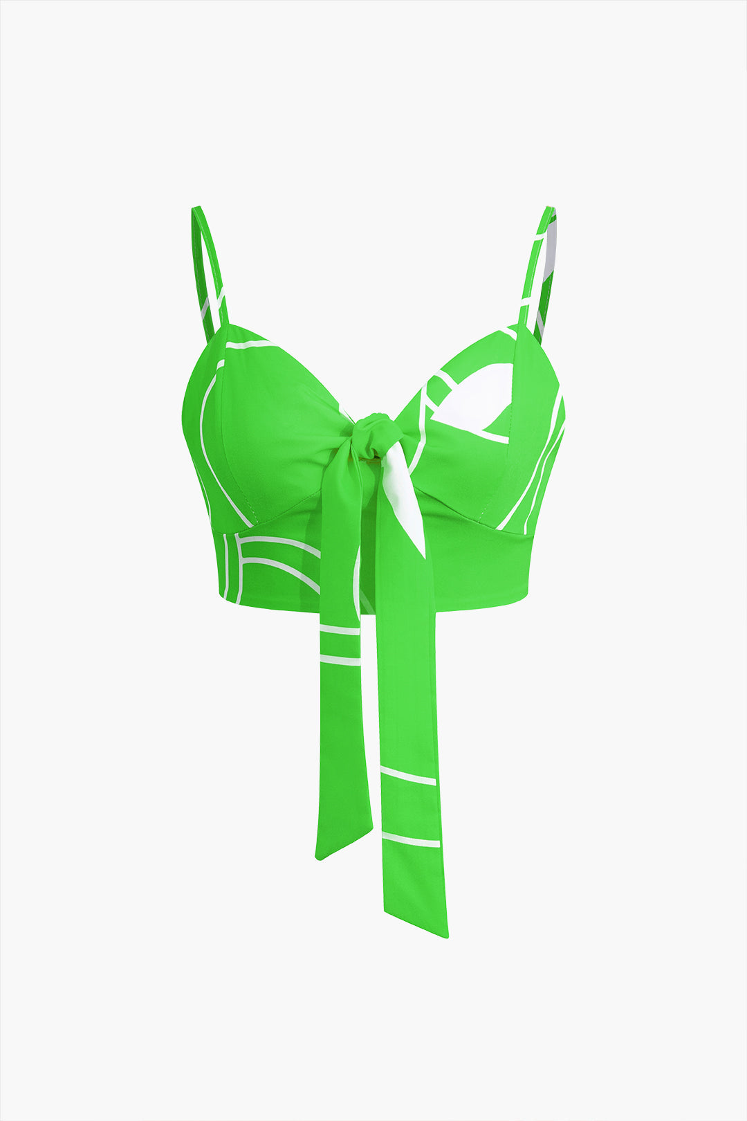 "Bamboo Leaf Print Knot Cami Top And Pants Set"