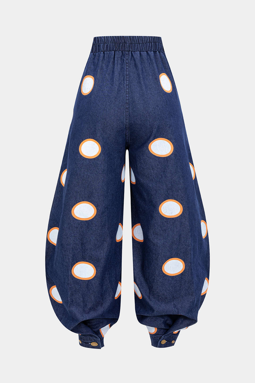"Denim High Waist Zipper Barrel Balloon Jeans"