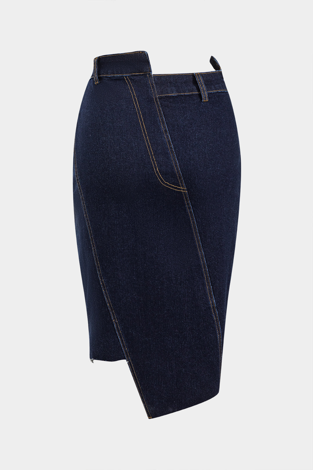 "Denim Asymmetry Button Skirt"