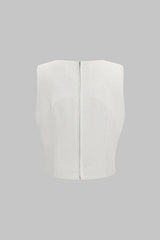 "Cut Out Asymmetrical Zipper Tank Top"
