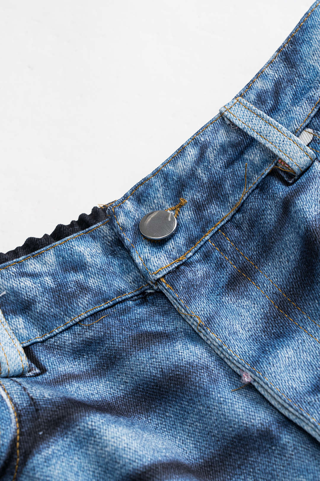"Abstract Print Button Pocket Trousers"