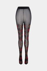 "Contrast Argyle Print Tights"