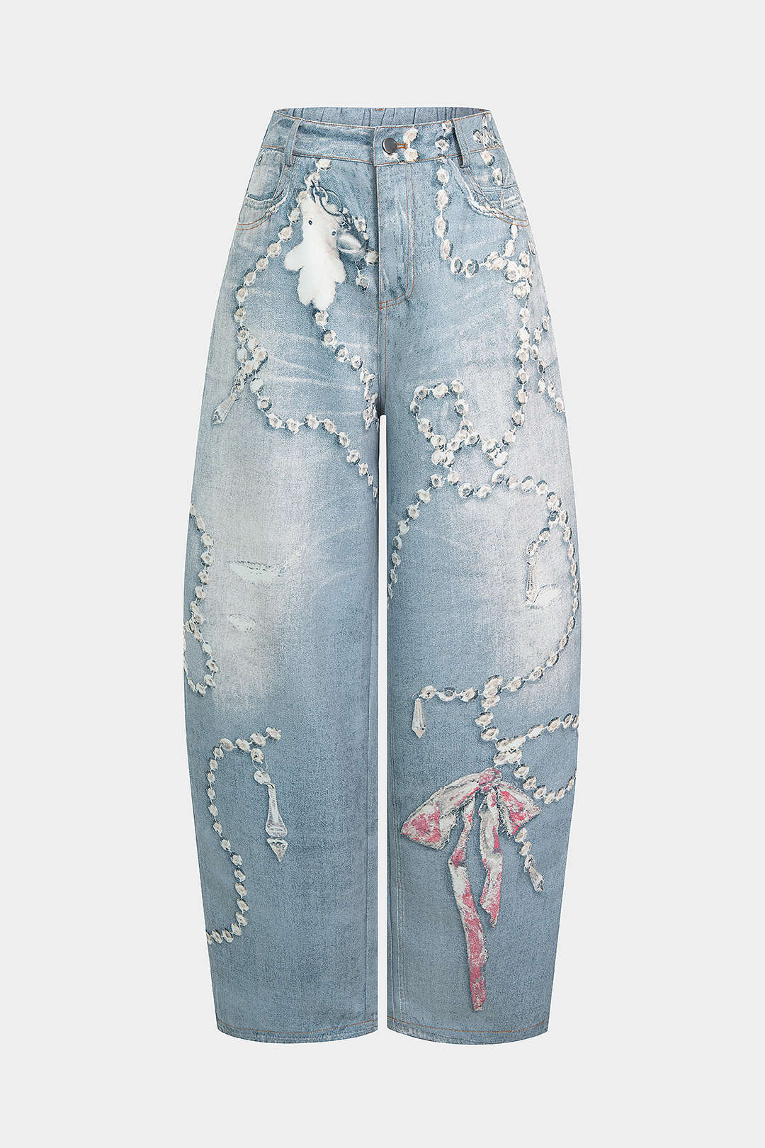 "Artistic Print High Waist Wide Leg Pants"
