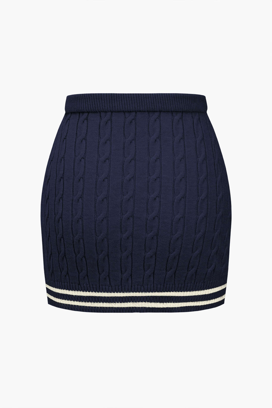 "Color Block Print Knit Button Skirt"