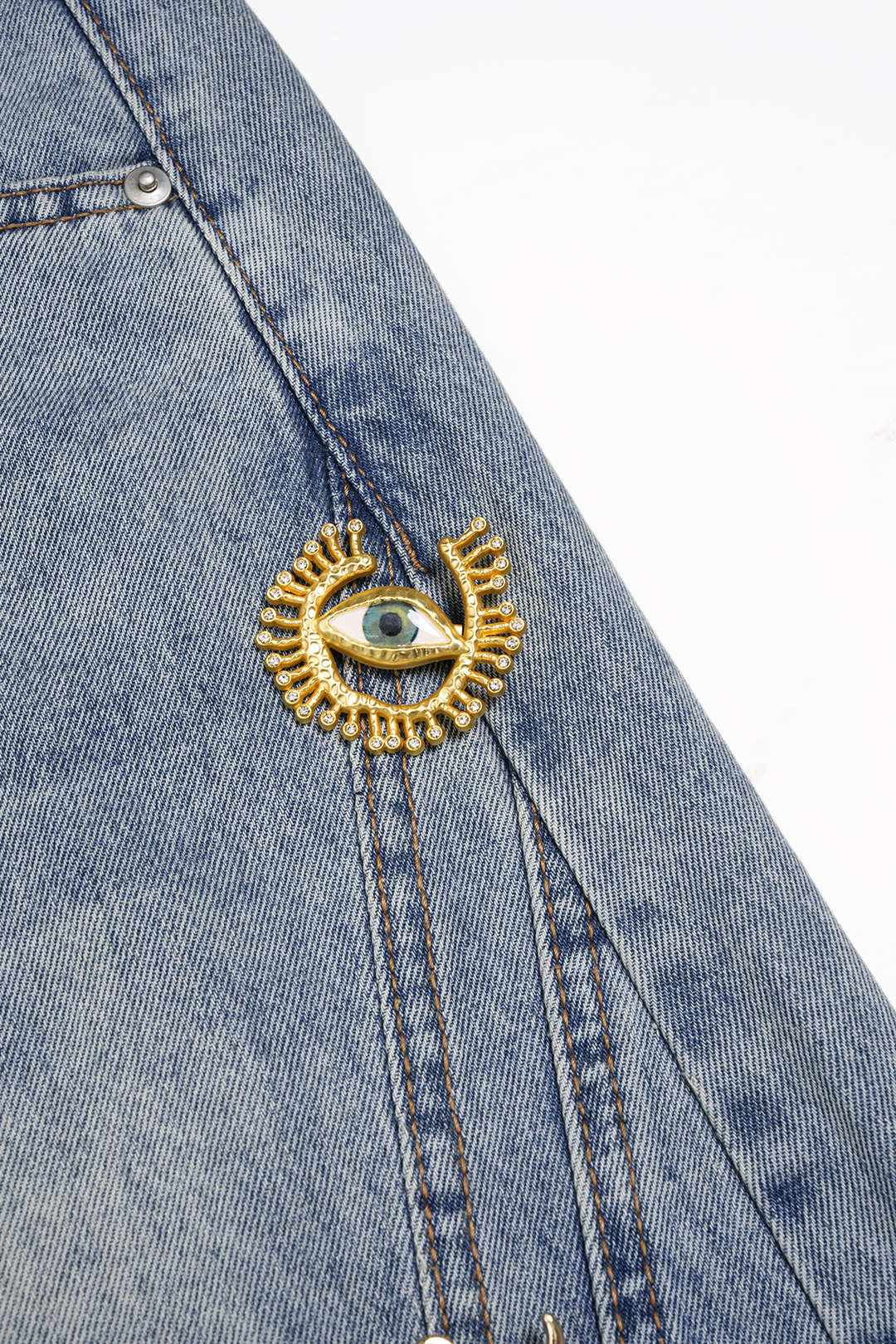 "Denim Metallic Decor Wide Leg Jeans"