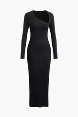 "Asymmetrical Neck Slit Maxi Dress"