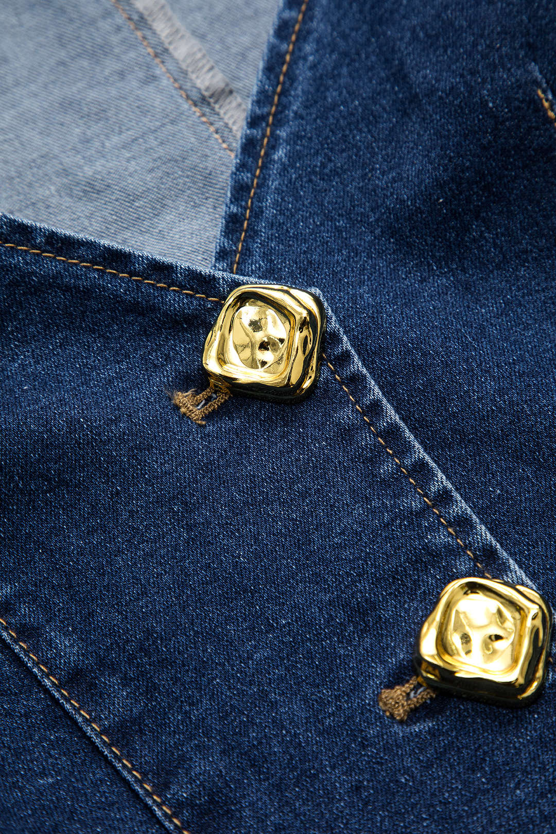 "Denim Metallic Button Outerwear"