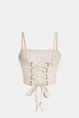 "Braided Patchwork Tie Back Cami Top"