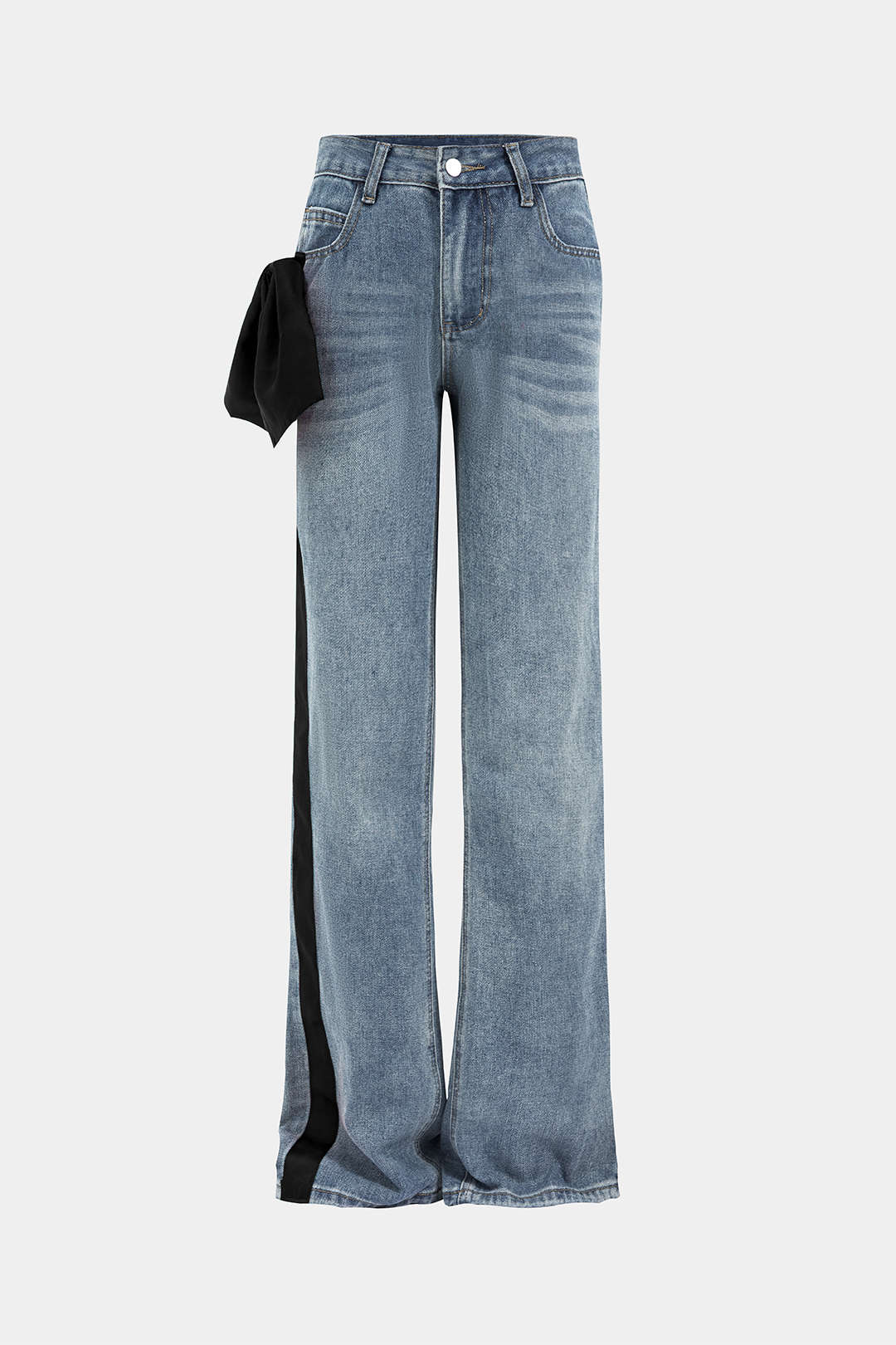 "Bow Detail Straight Leg Jeans"